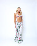 Rose chiffon flared trousers