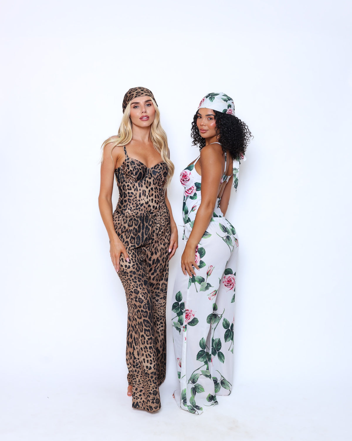 Leopard chiffon flared trousers