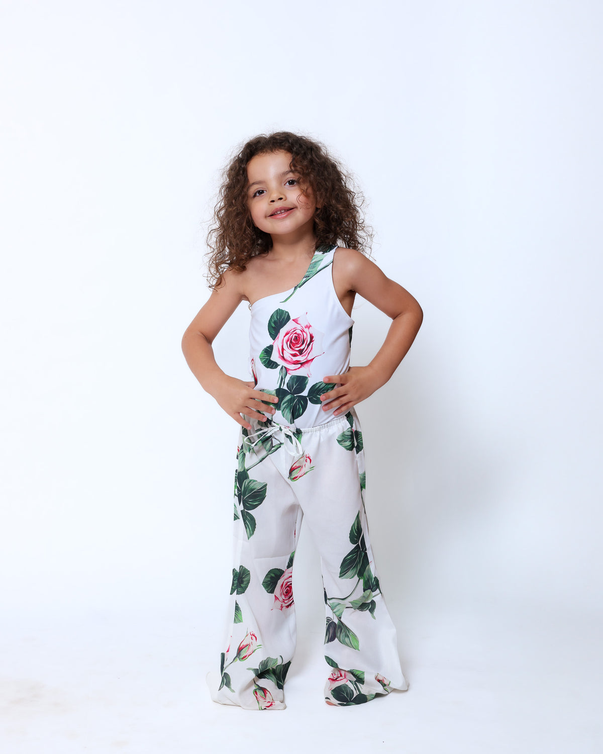 Rose chiffon flared trousers - mini