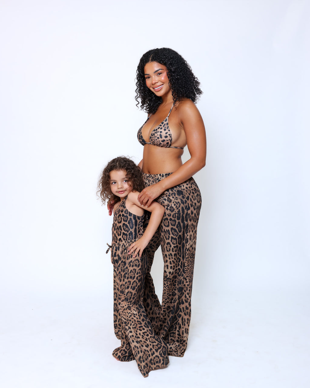 Leopard chiffon flared trousers - mini